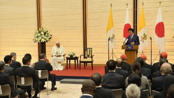 Pope Francis meets with authorities and members of the diplomatic corps, Tokyo (Vatican Media)