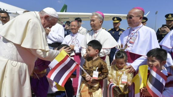 Pope Francis on arrival at Bangkok Airport (Vatican Media)