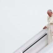 Pope Francis arrives at the airport (Vatican Media)