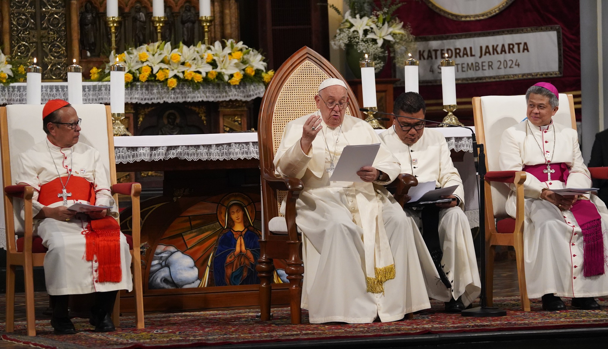 Pope Francis during his address to the Catholics Pope Francis during his address to the Catholics
