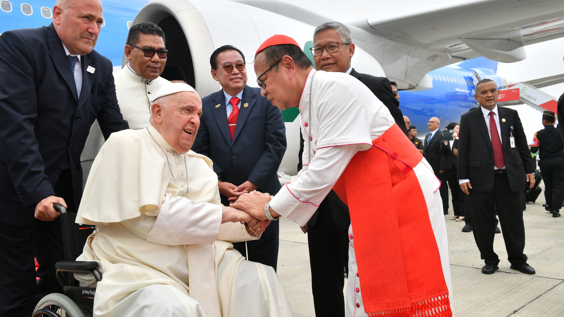 Archbishop of Jakarta Cardinal Ignatius Suharyo, officially welcomed Pope Francis to Indonesia on September 03, 2024.  Archbishop of Jakarta Cardinal Ignatius Suharyo, officially welcomed Pope Francis to Indonesia on September 03, 2024.