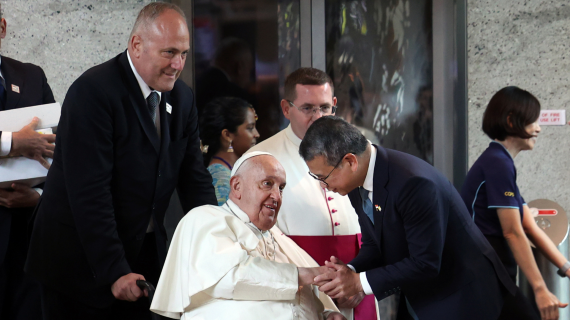 Pope Francis arrives in Singapore, during the last leg of his apostolic visit to Asia, in Singapore, September 11, 2024. (Photo: Ministry of Digital Development and Information (MDDI)
