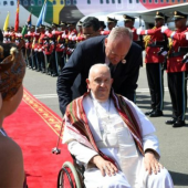Pope Francis arriving at Dili airport on Monday, 9 September  (Photo: VATICAN MEDIA)